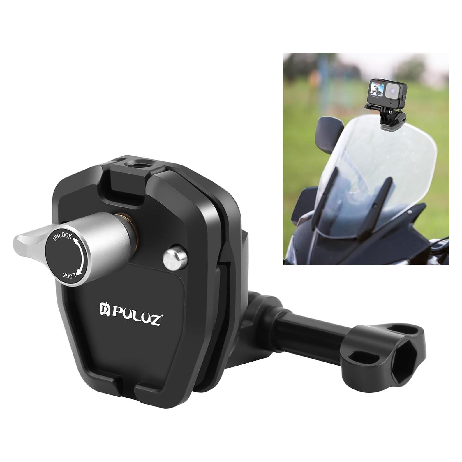 Soporte de Parabrisas PULUZ para Cámaras de Acción - Compatible GoPro, DJI, Insta360