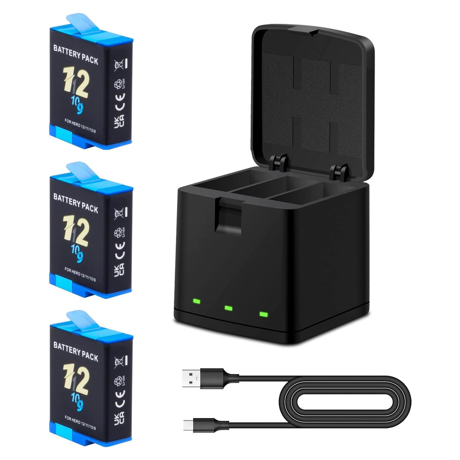 Paquete de 3 Baterías 2000mAh DFTIM para Hero 9/10/11/12