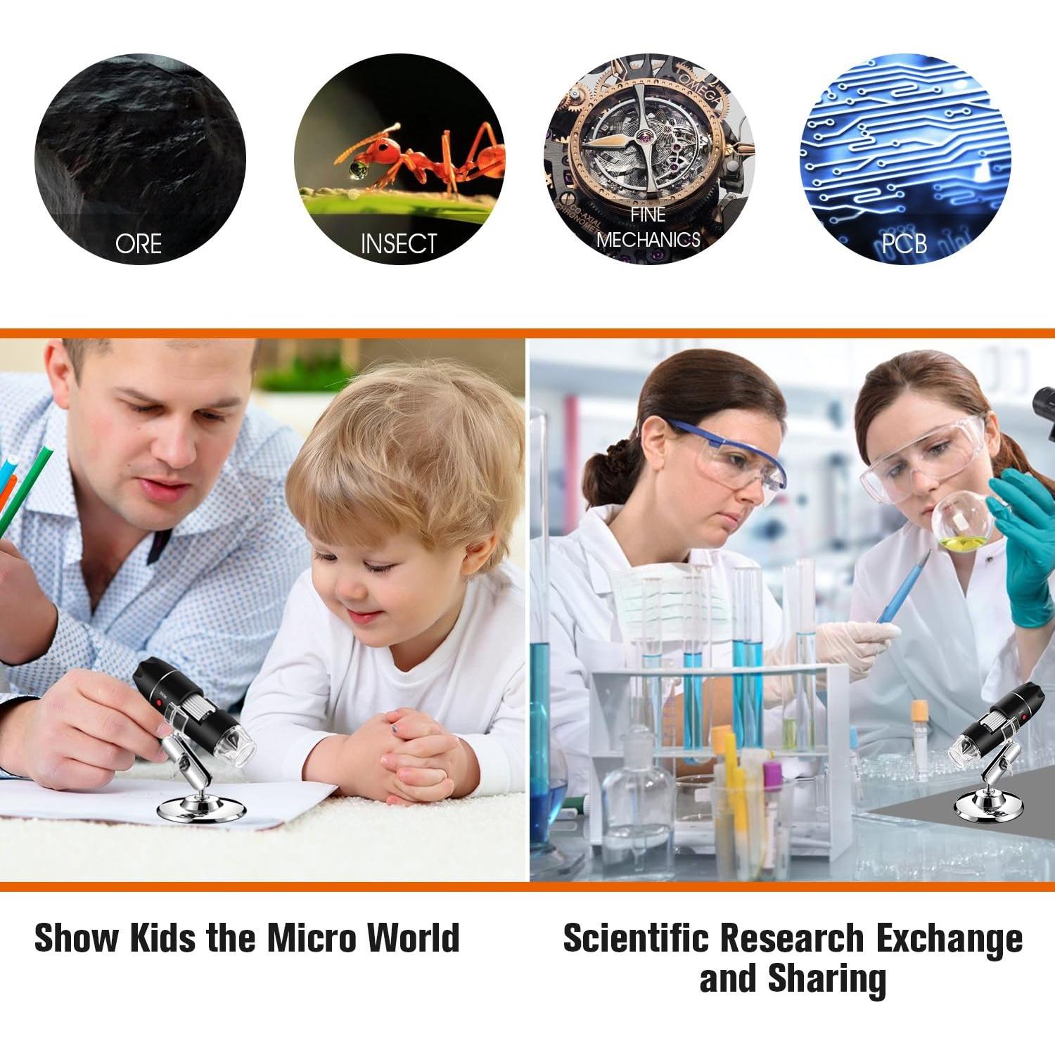 Microscopio USB Bysameyee SB-19 40X-1000X 8 LED Ajustables