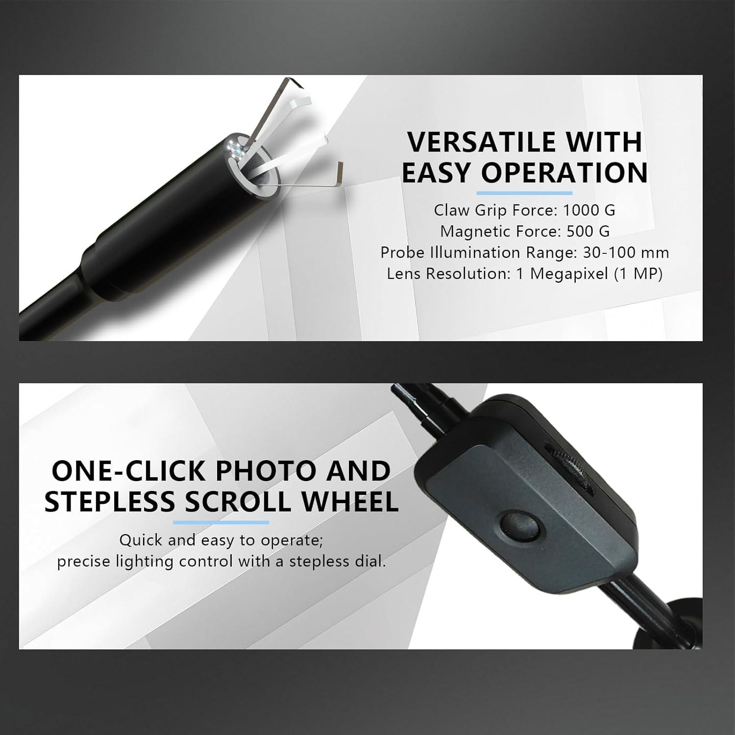 Cámara de Endoscopio KeFvoer 60cm HD con Luz LED Ajustable