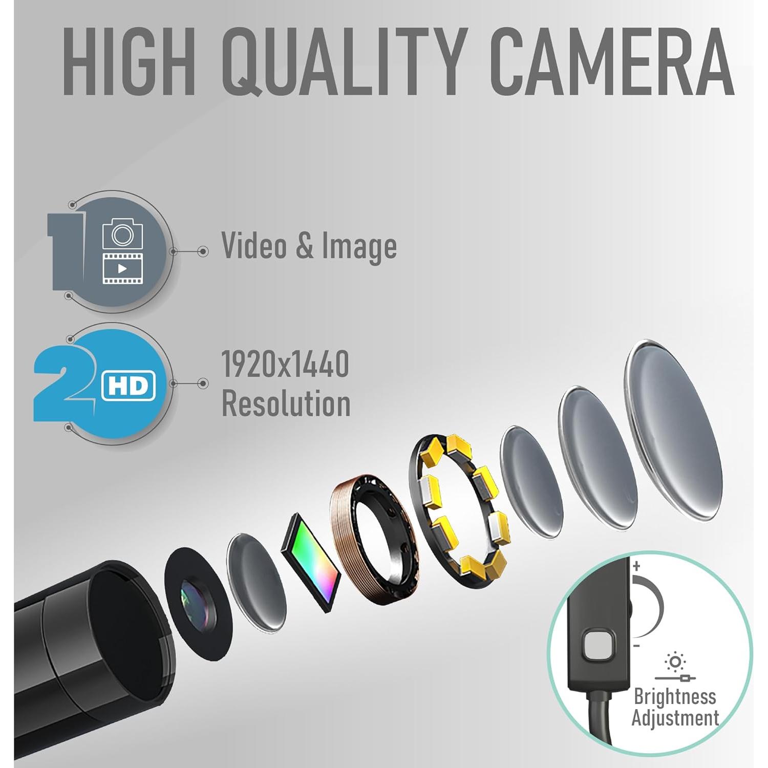 Cámara Endoscópica 5M HertzEagle IP67 con Luz Ajustable