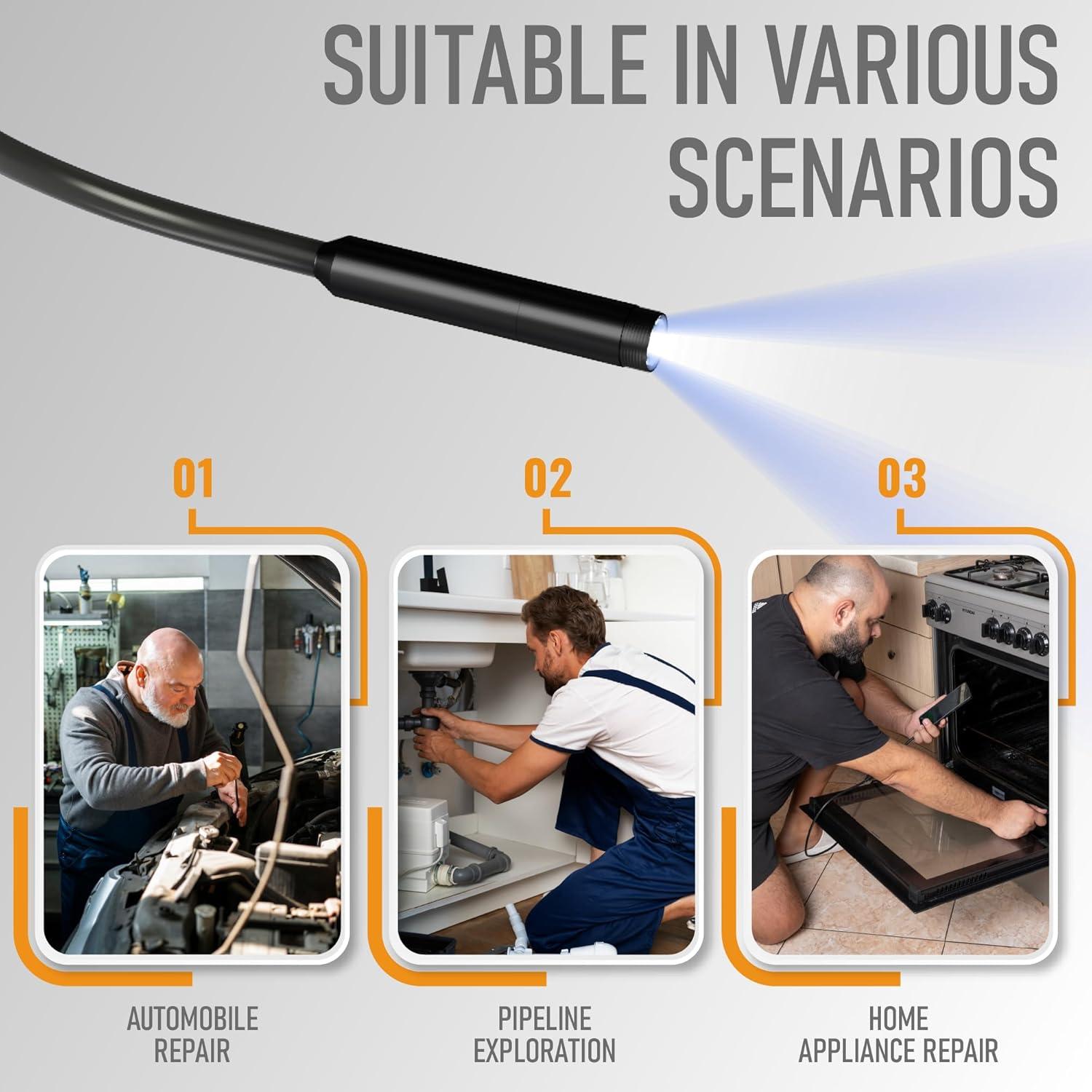 Cámara Endoscópica 5M HertzEagle IP67 con Luz Ajustable