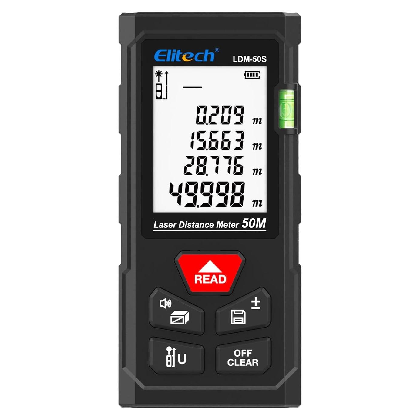 Medidor de Distancia Láser Elitech LDM-50S 50m Precisión ±2mm