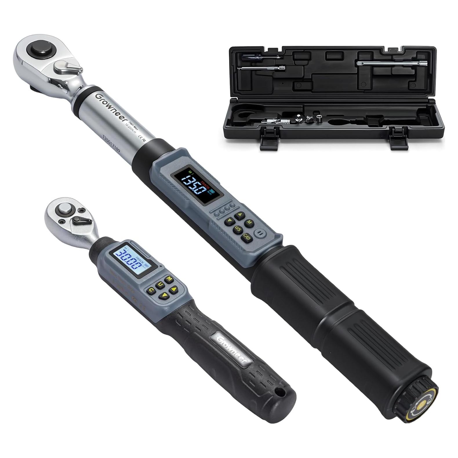 Juego de Llave de Torque Digital GROWNEER 1/4" y 1/2" 1.5-200 Nm