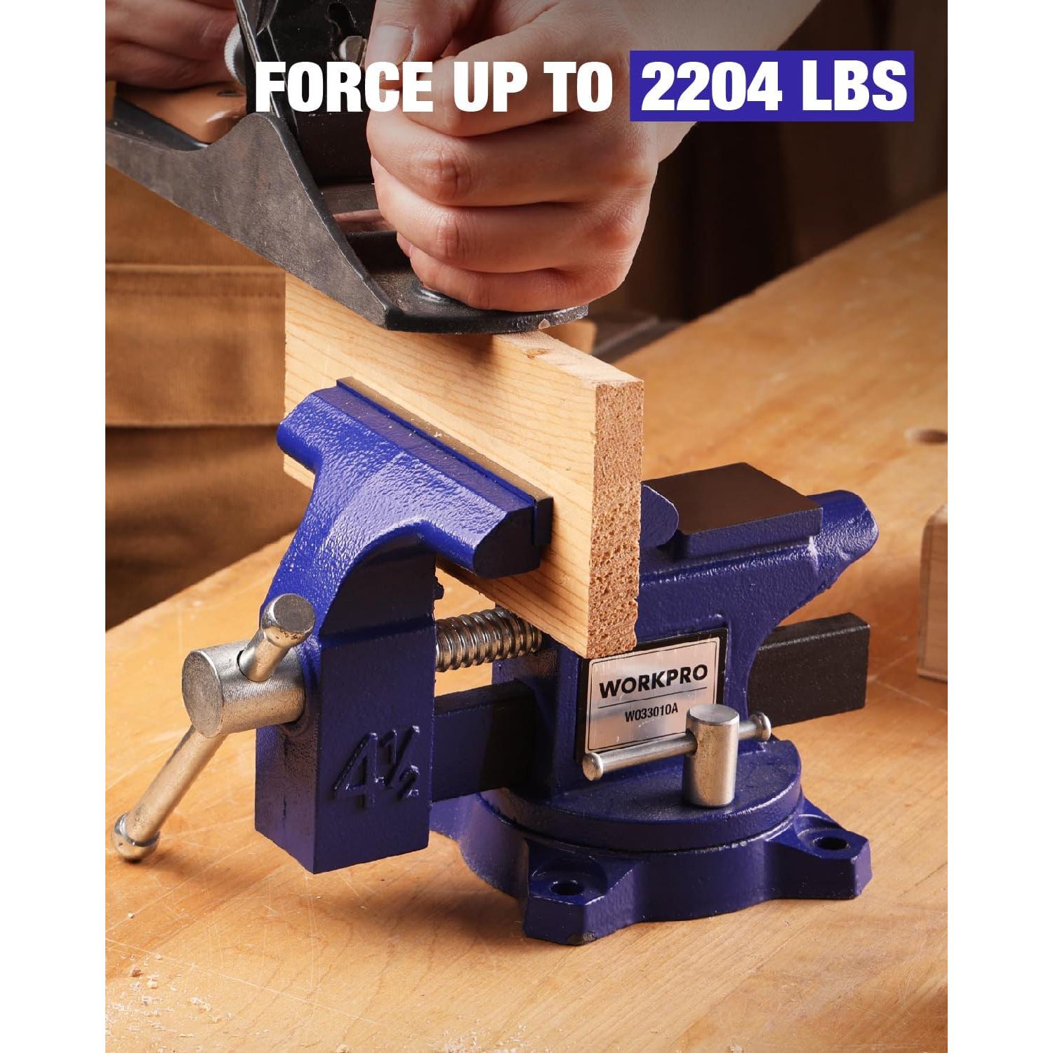 Torno de Banco WORKPRO 4.5" Multifuncional para Madera