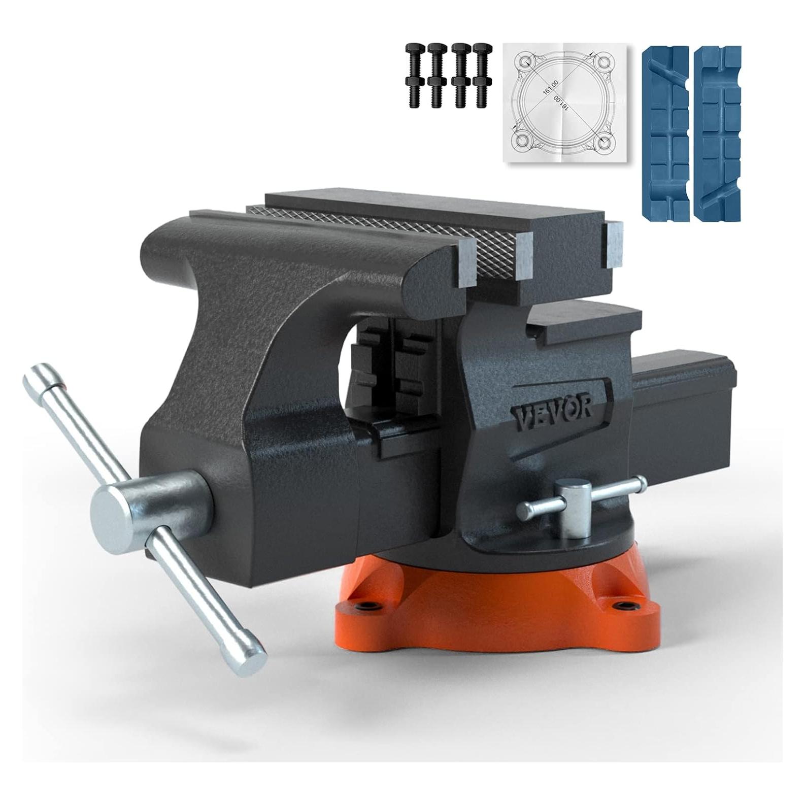 Prensa de Banco VEVOR 16.5 cm Hierro Dúctil Base Giratoria