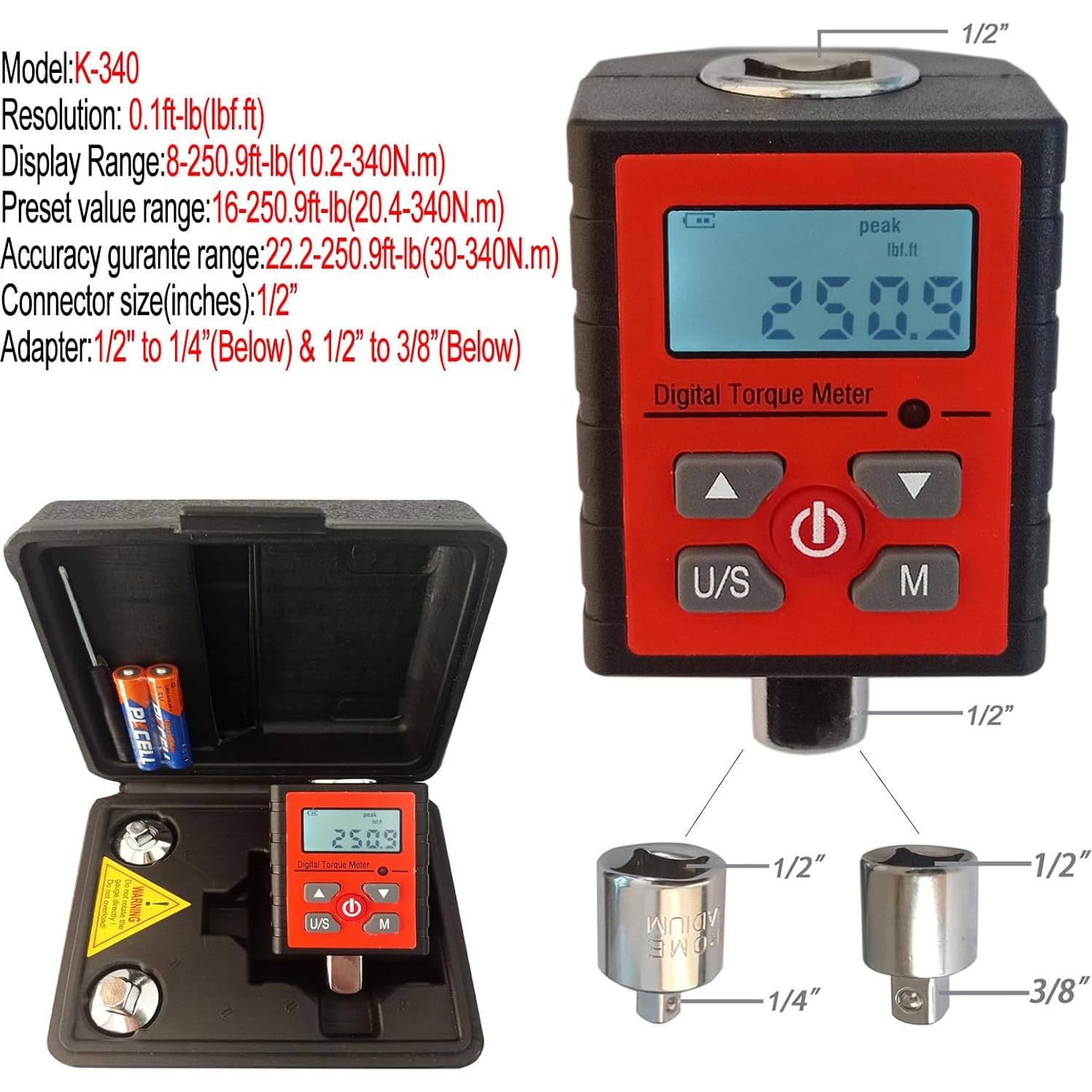 Adaptador de Par Digital Soonkoda K-340 1/2" a 1/4" y 3/8"