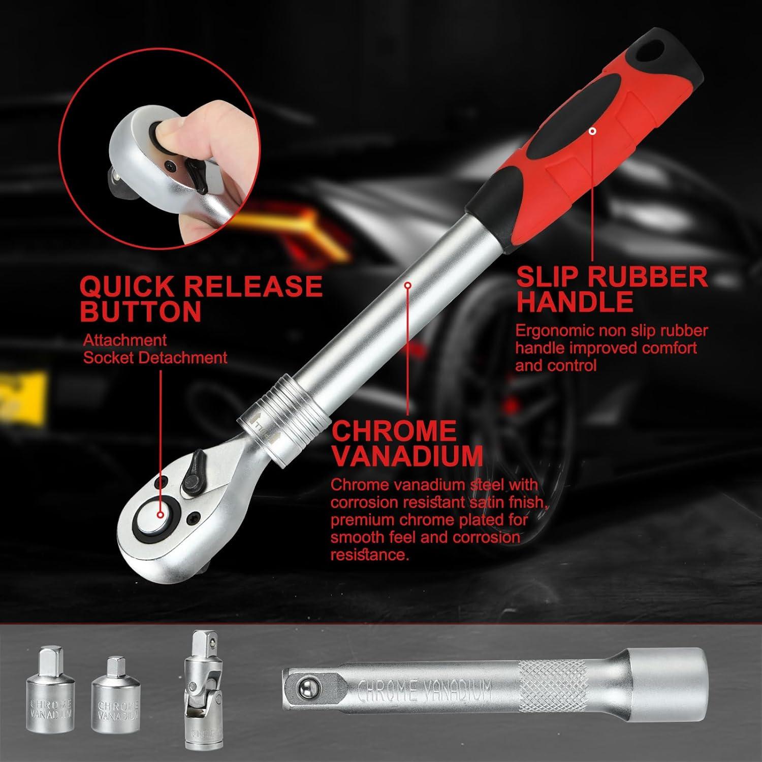 Juego de Adaptadores de Par Digital Yousnerc 1/2" 10-200 Nm