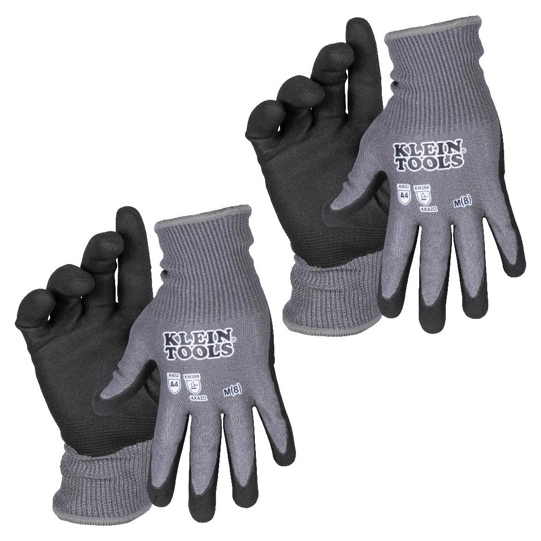 Guantes de Trabajo Klein Tools 60588, Resistentes a Cortes A4, 2 Pares