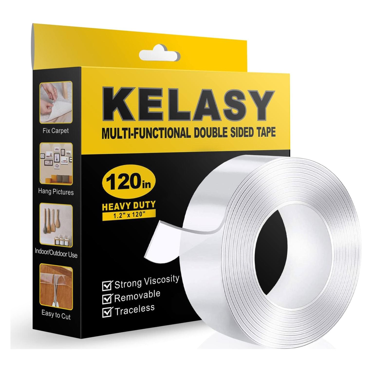 Cinta Doble Cara Kelasy 3.05 m x 3 cm Transparente Alta Resistencia