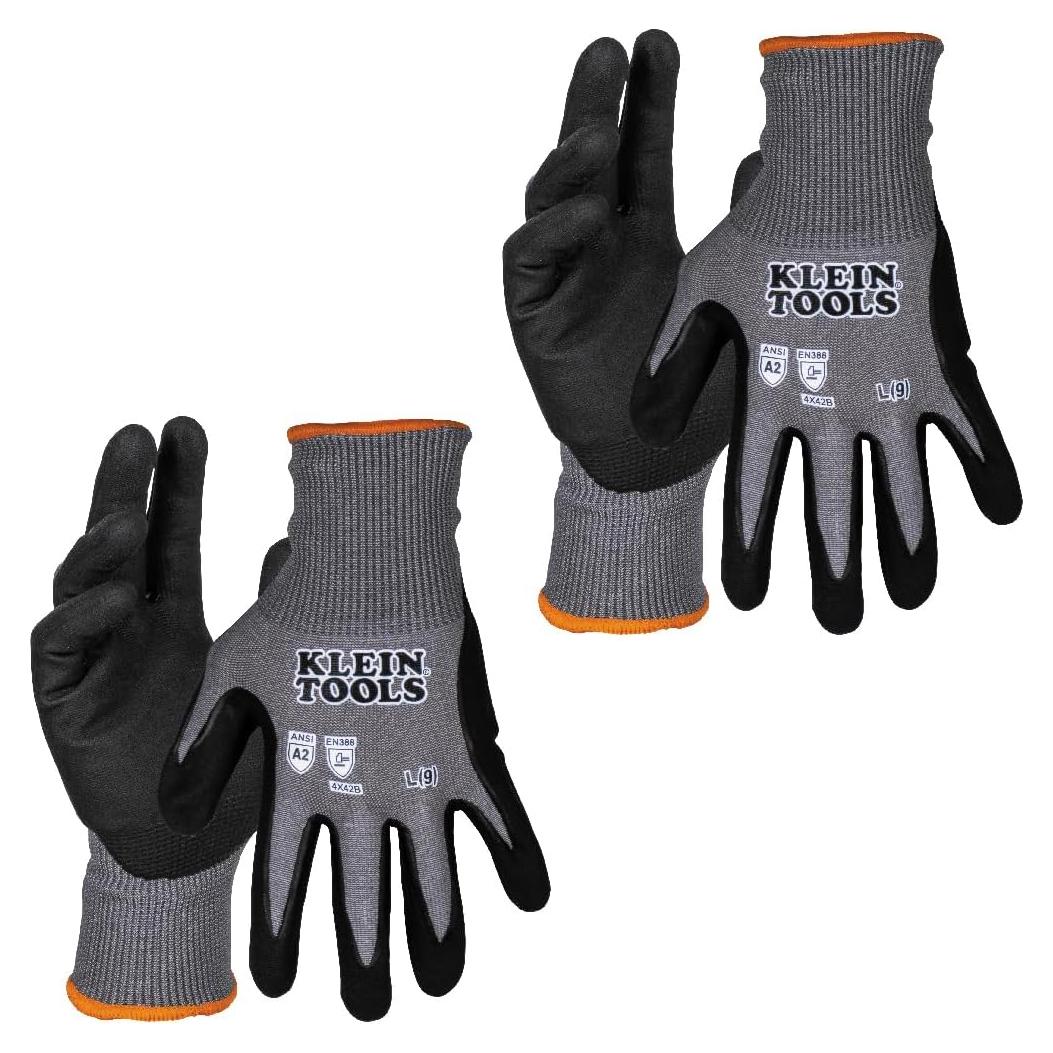 Guantes de Trabajo KLEIN TOOLS 60585 Nitrilo Táctiles Grande 2-Pares