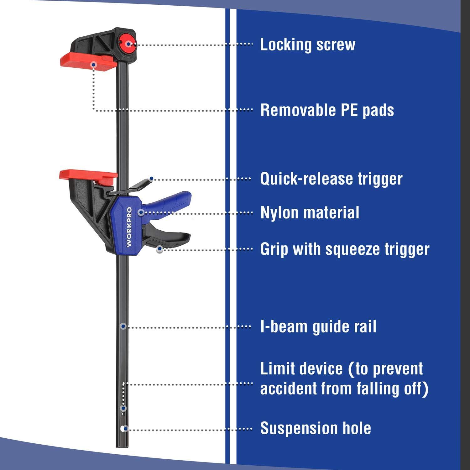 Abrazaderas de Carpintería WORKPRO 12" 2-Pack 150LBS