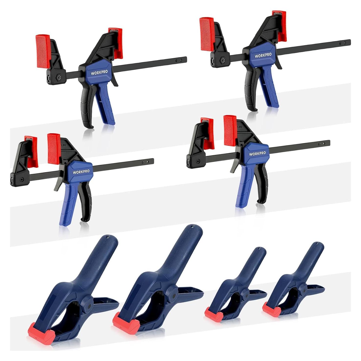 Juego de 8 Abrazaderas de Carpintería WORKPRO 11.43 cm