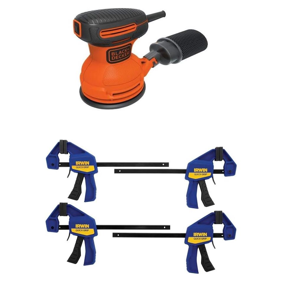 Lijadora Orbital Aleatoria BLACK+DECKER 127mm con Abrazaderas