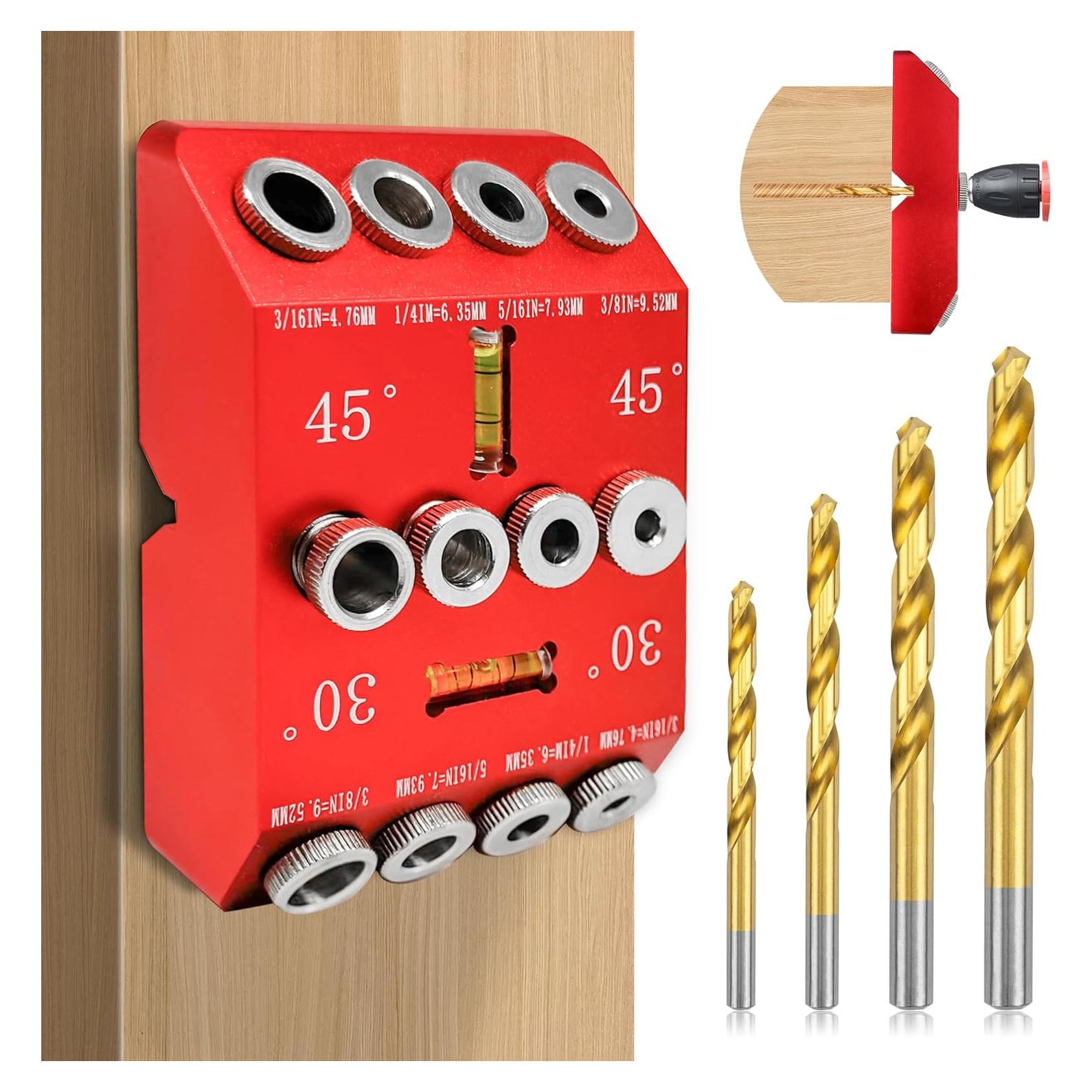 Plantilla de Guía de Taladro Angular con 4 Brocas - Aluminio