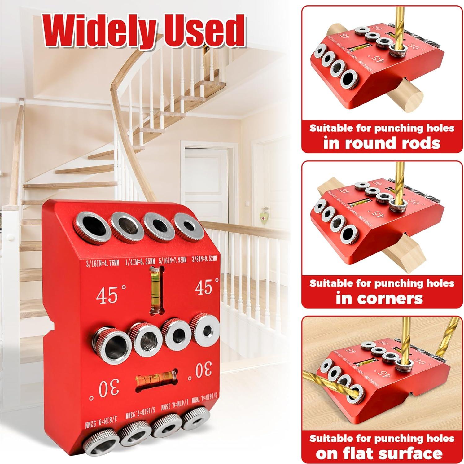 Plantilla de Guía de Taladro Angular con 4 Brocas - Aluminio