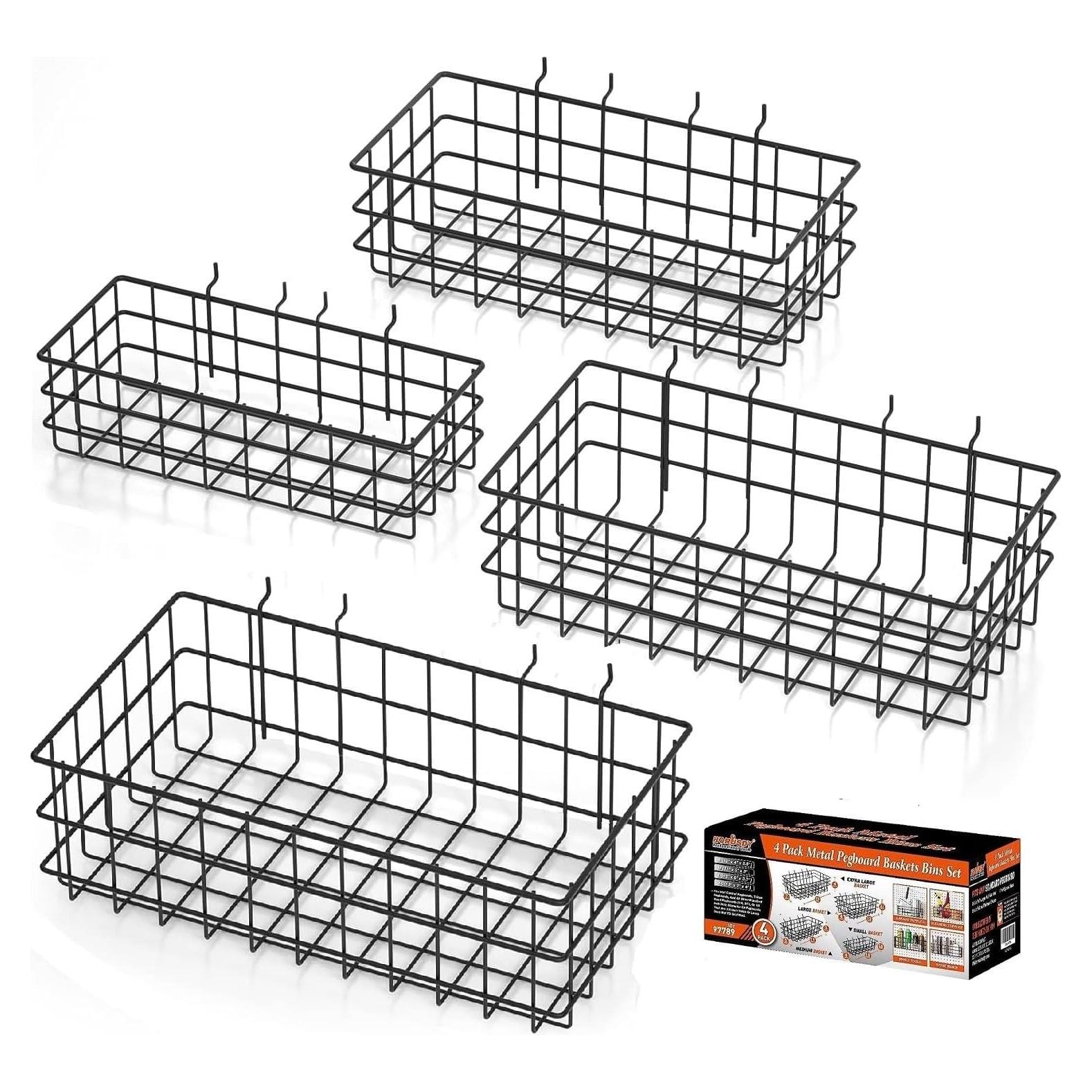 Cestas para Tablero de Clavos HORUSDY - Paquete de 4 Tamaños
