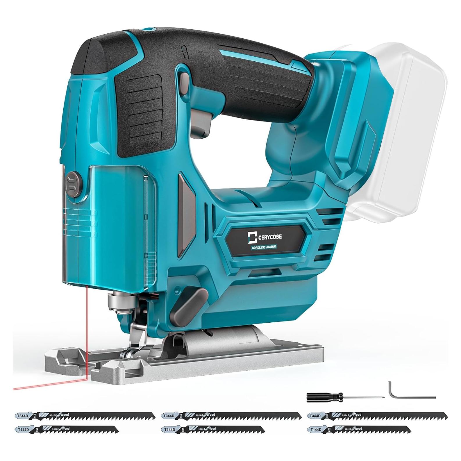 Sierra de Calar Inalámbrica Cerycose 18V con Guía Láser y Luz LED