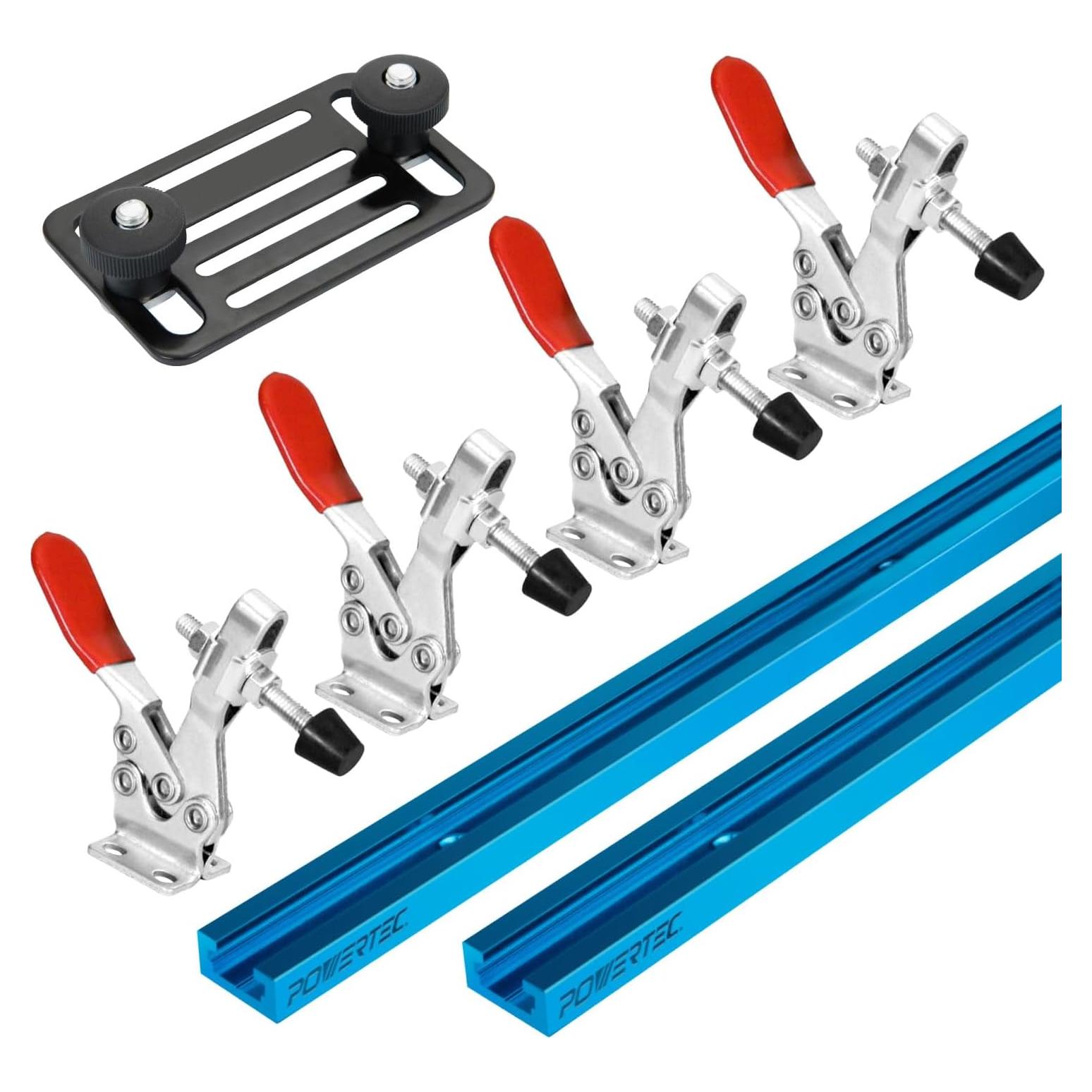 Kit de Abrazaderas de Palanca POWERTEC 72138 con T-Rail 91.4 cm
