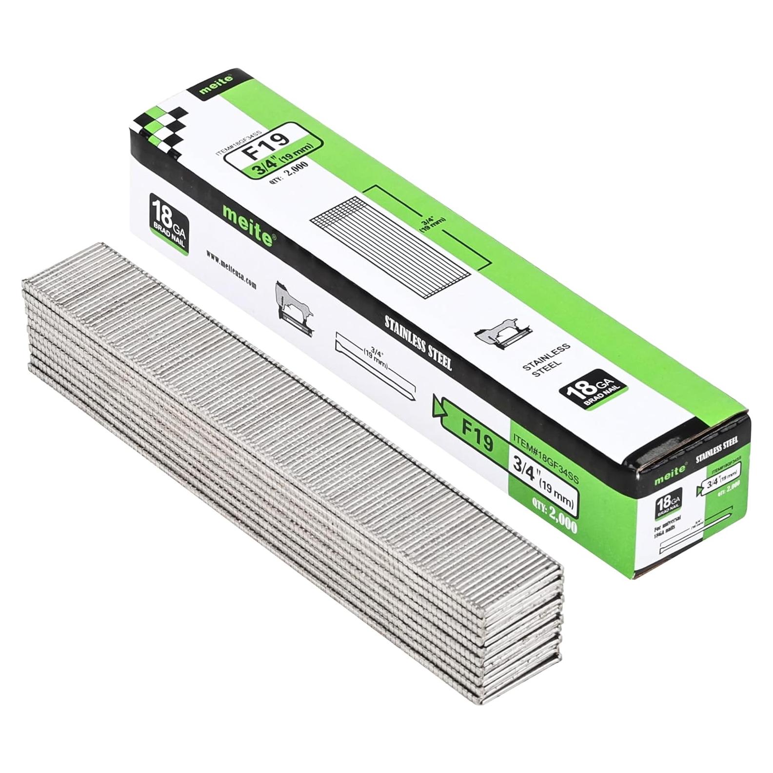 Clavos de Acabado Meite 18GA Acero Inoxidable 304 1.9cm 2000u