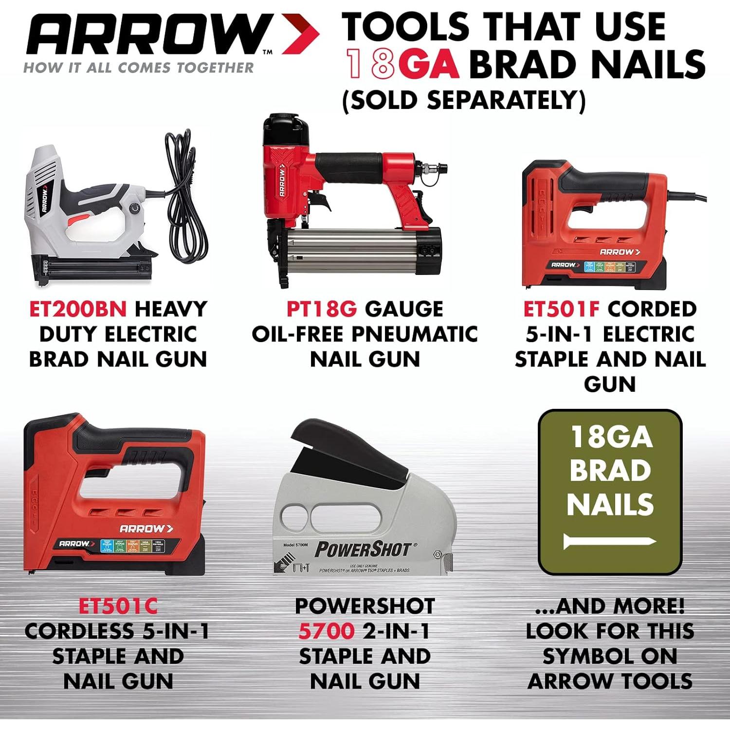 Clavos Brad de Acero 18 Calibres Arrow BN1832CS 1000 Unidades 50 mm