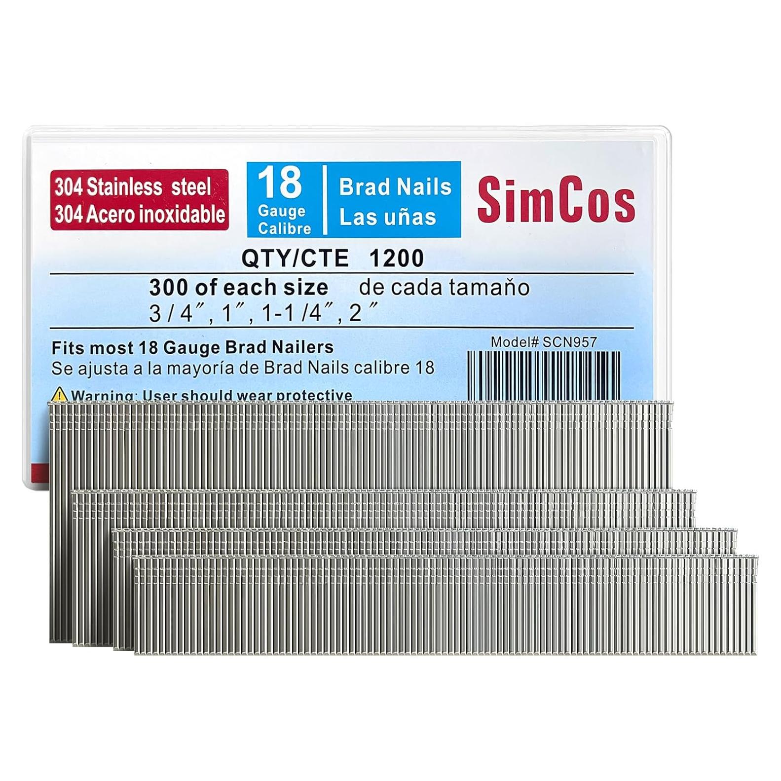 Clavos Brad de Acero Inoxidable 304 18GA - 1200 Unidades