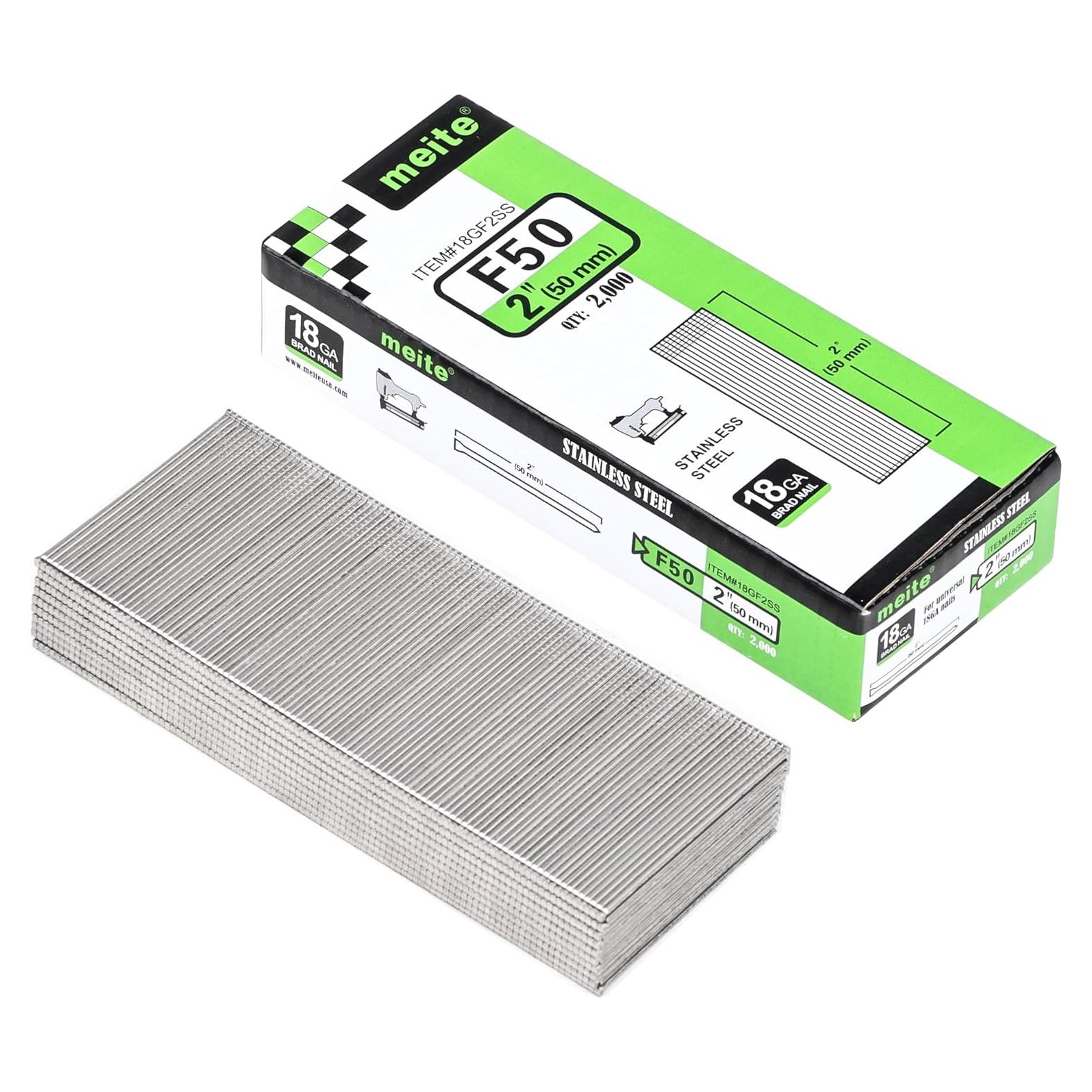 Clavos Brad de Acero Inoxidable 304 Meite 18GA 5.1cm 2000u