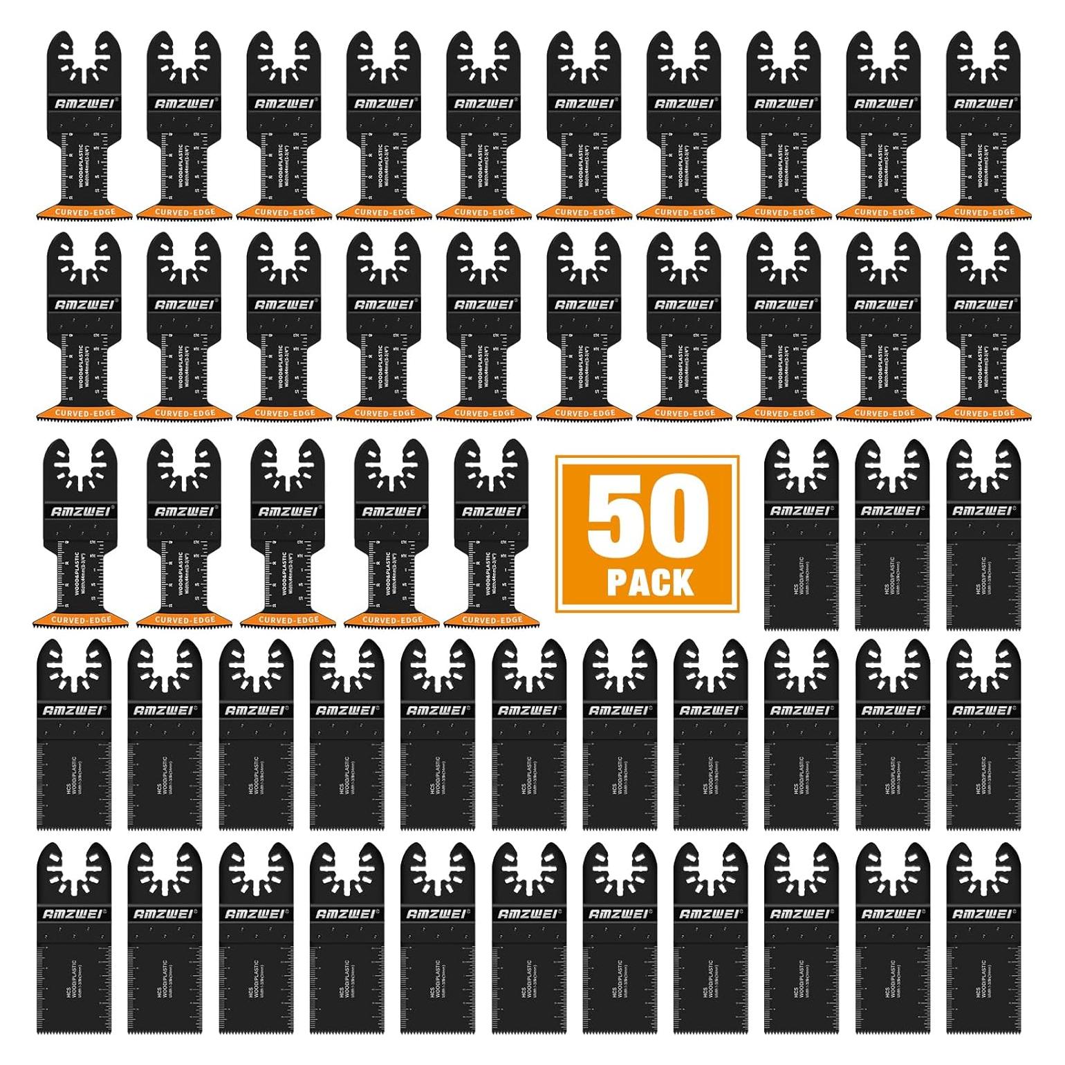 50 Cuchillas Oscilantes HCS AMZWEI para Madera y Plástico