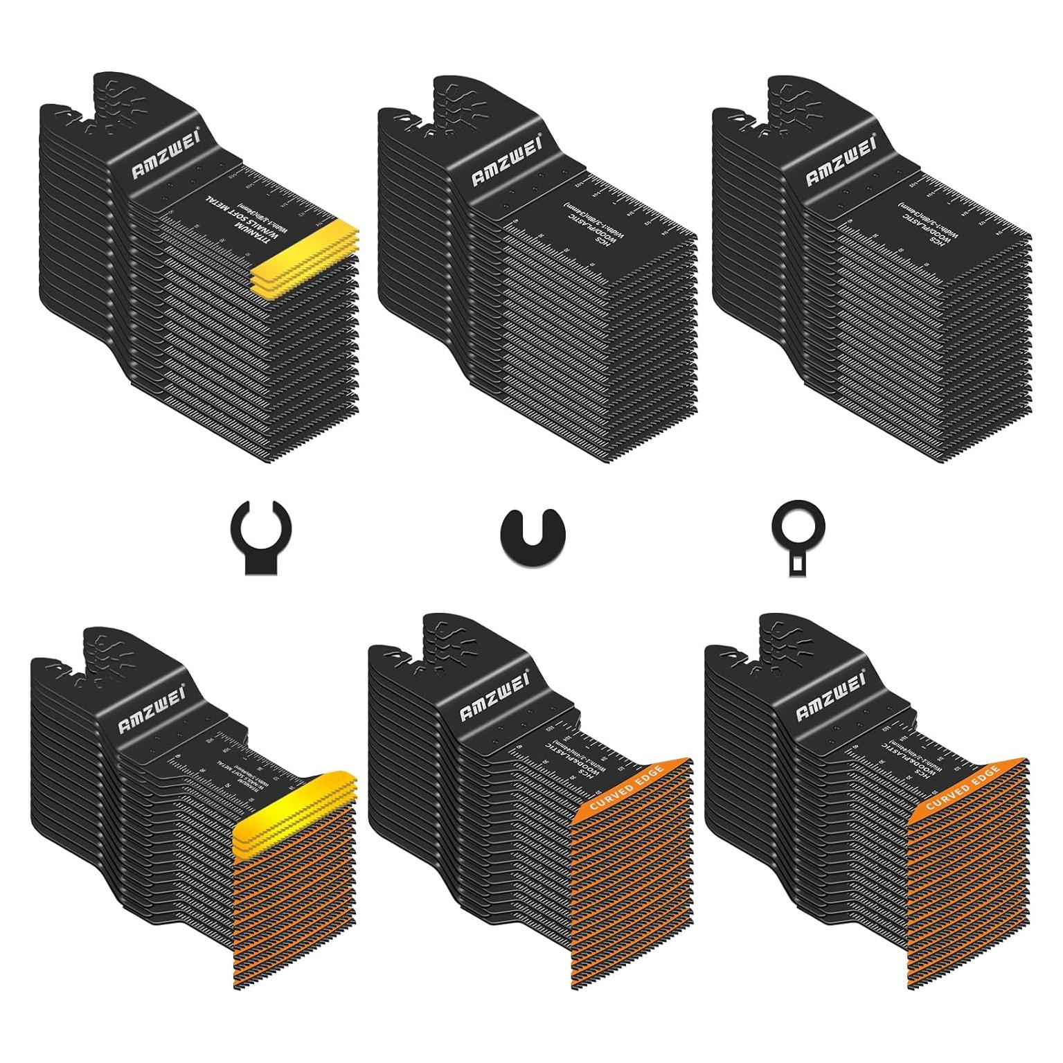 Juego de 100 Cuchillas Oscilantes AMZWEI - Titanio y HCS