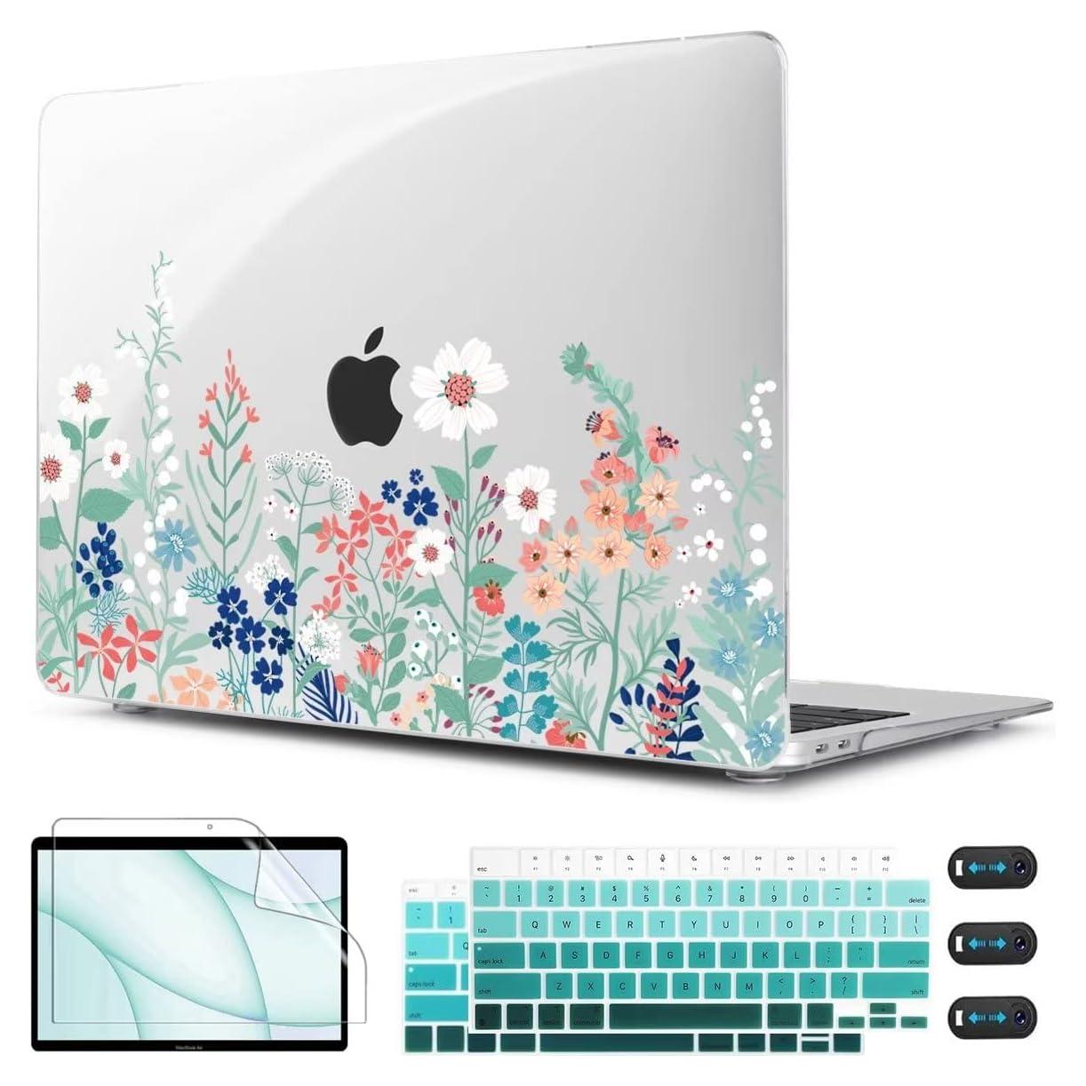 CISSOOK Funda Dura Floral para MacBook Air 13" 2021-2018