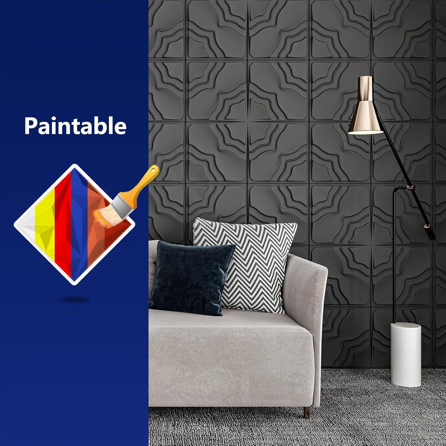 Paneles de Pared 3D Art3dwallpanels 33 Unidades PVC Negro 30x30 cm