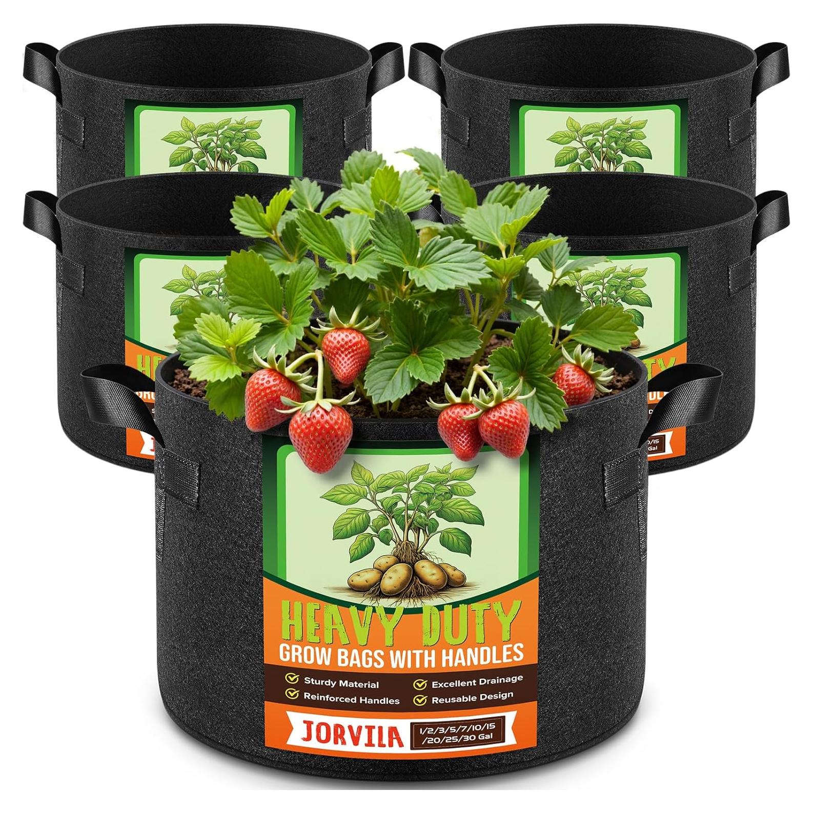 Paquete de 5 Bolsas de Cultivo Jorvila 19L Transpirables