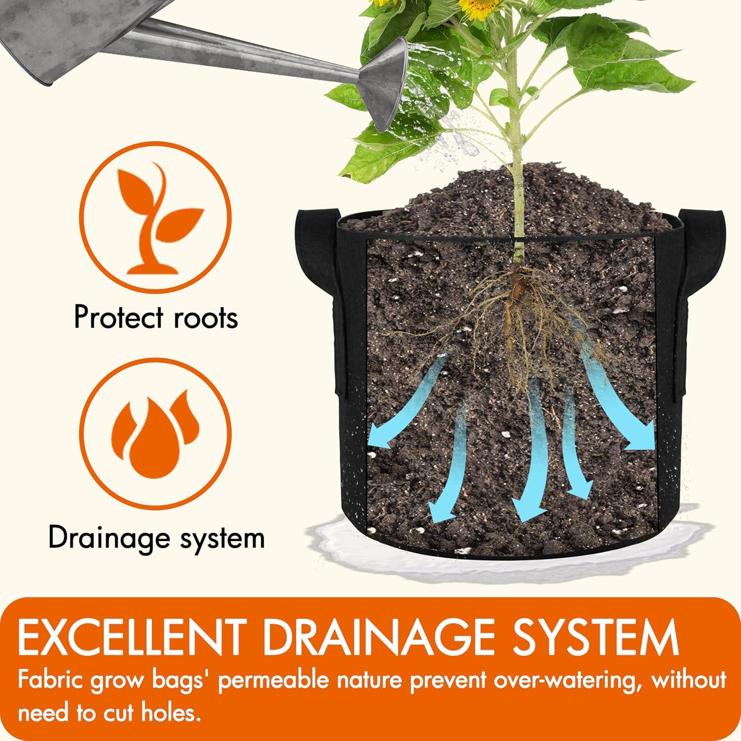 Bolsas de Cultivo Gardzen 10-Pack 5 Galones Tela Aerada