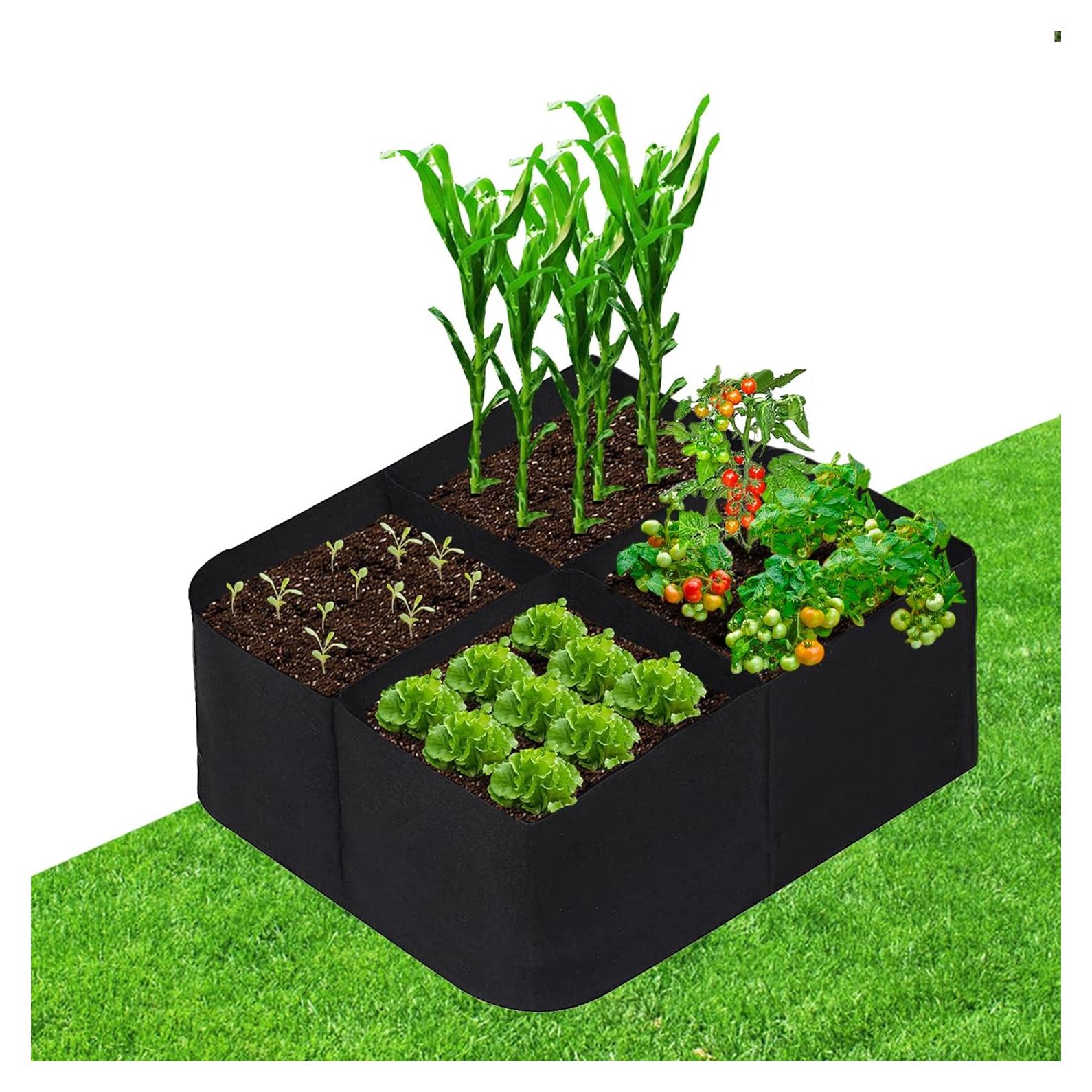 Cama de Jardín Elevada CJGQ de Tela 0.61x0.61m con 4 Rejillas