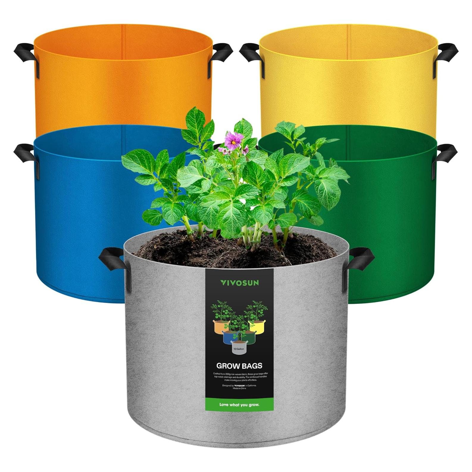 Bolsas de Cultivo VIVOSUN 10 Galones 5 Piezas Coloridas