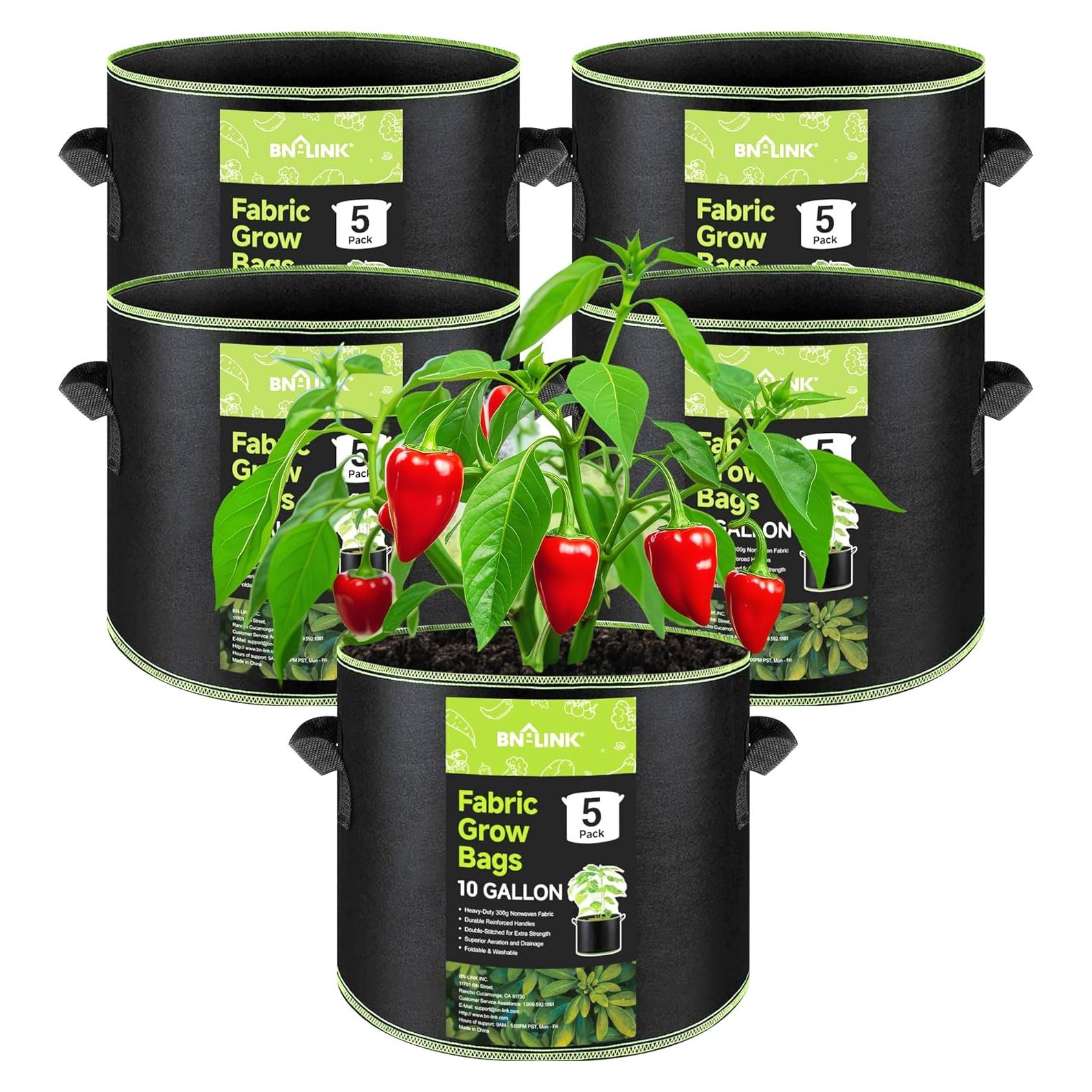 Bolsas de Cultivo de Tela BN-LINK 37.85L Paquete de 5