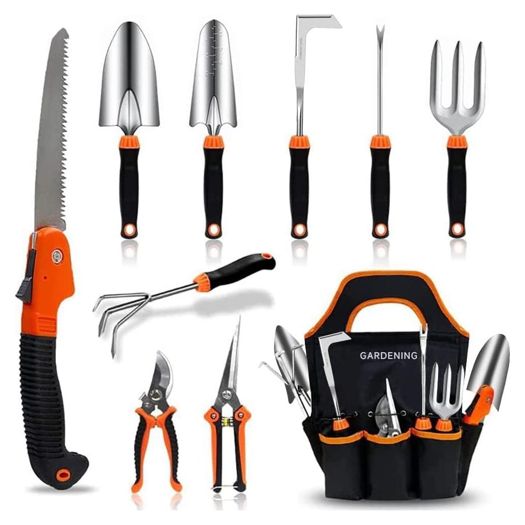 Juego de Herramientas de Jardín QINGFANGLI 10 Piezas Acero Inoxidable