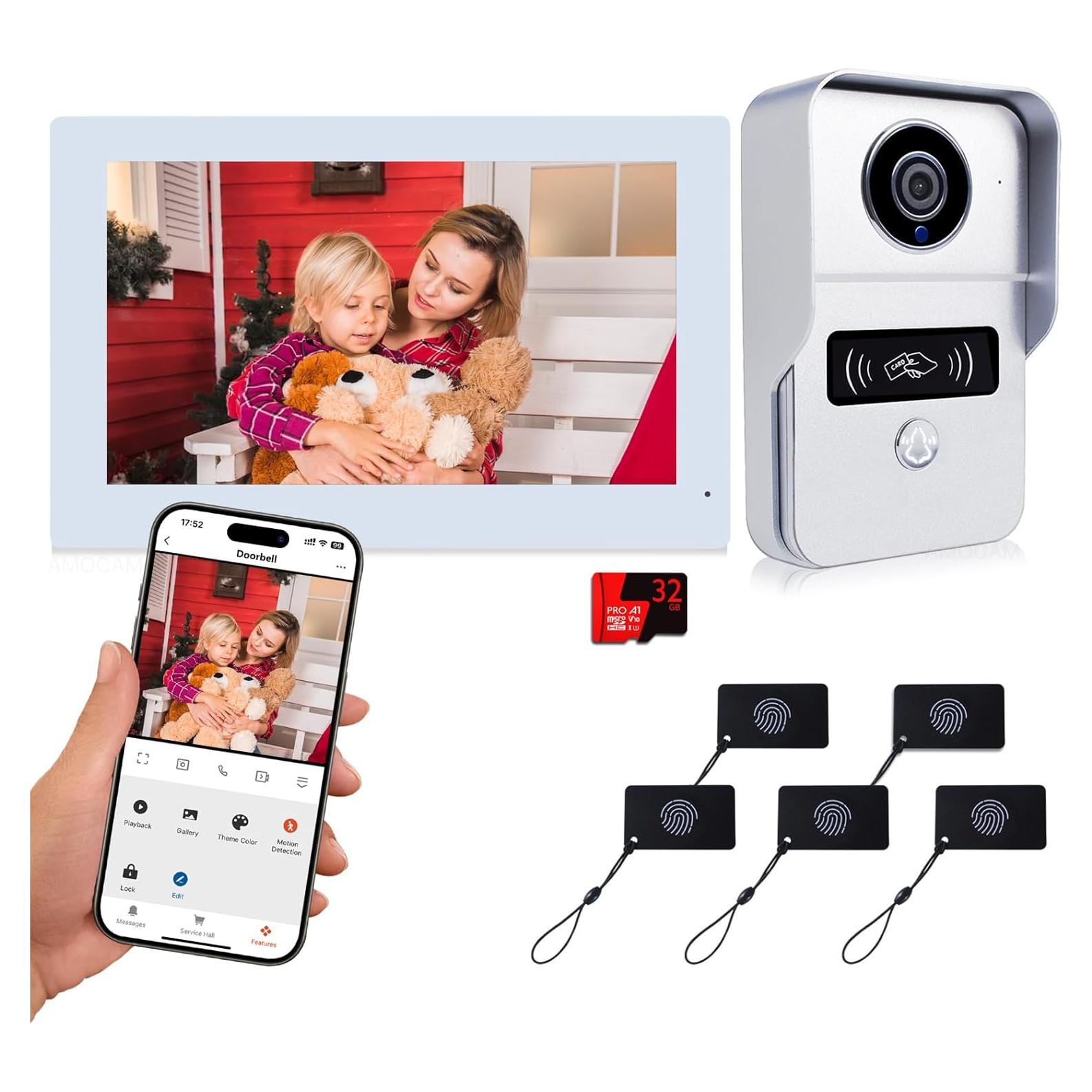 Intercomunicador de Video 7" AMOCAM 1080P WiFi 2 Hilos