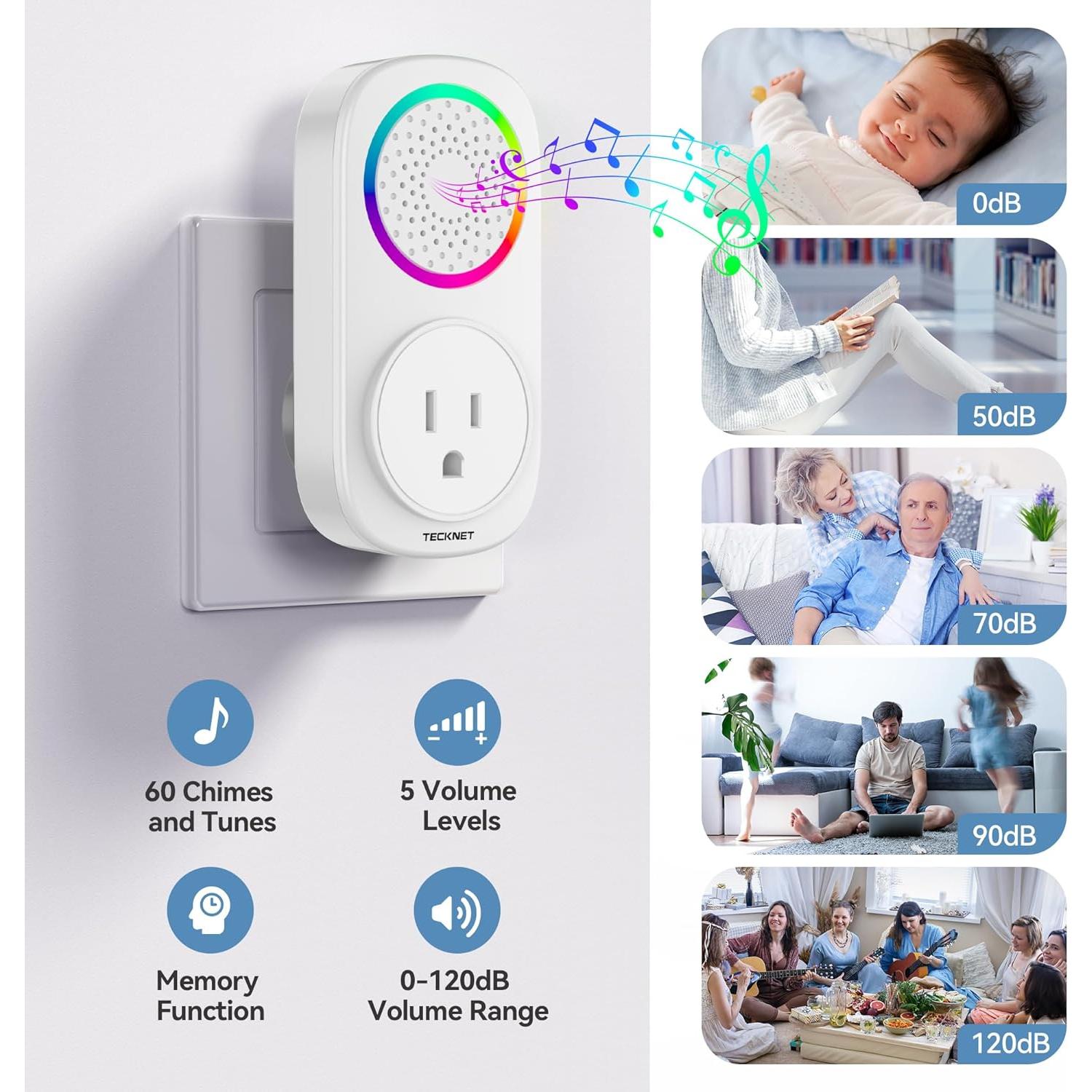 Timbre Inalámbrico Autopropulsado TECKNET - 60 Melodías, IP66