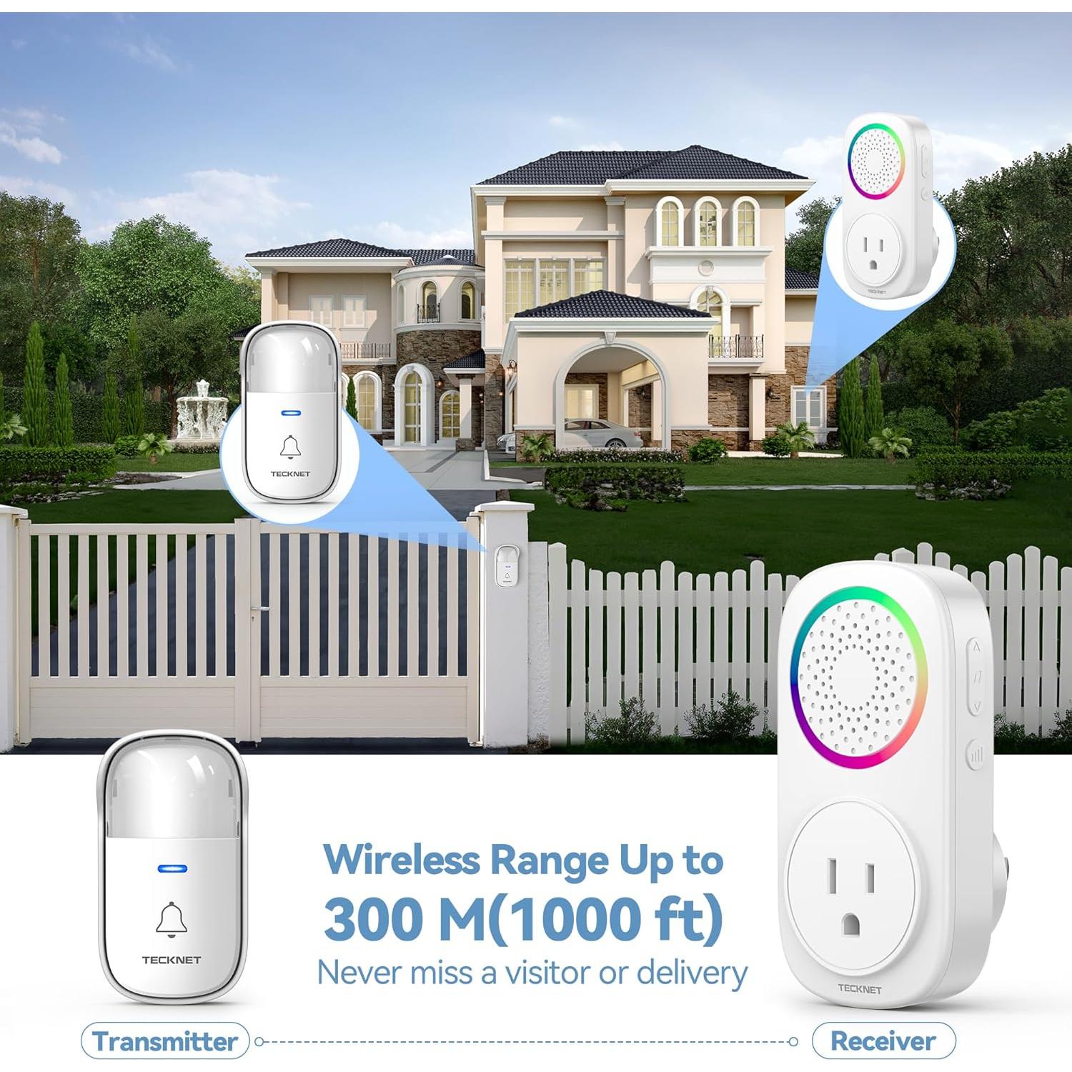Timbre Inalámbrico Autopropulsado TECKNET - 60 Melodías, IP66
