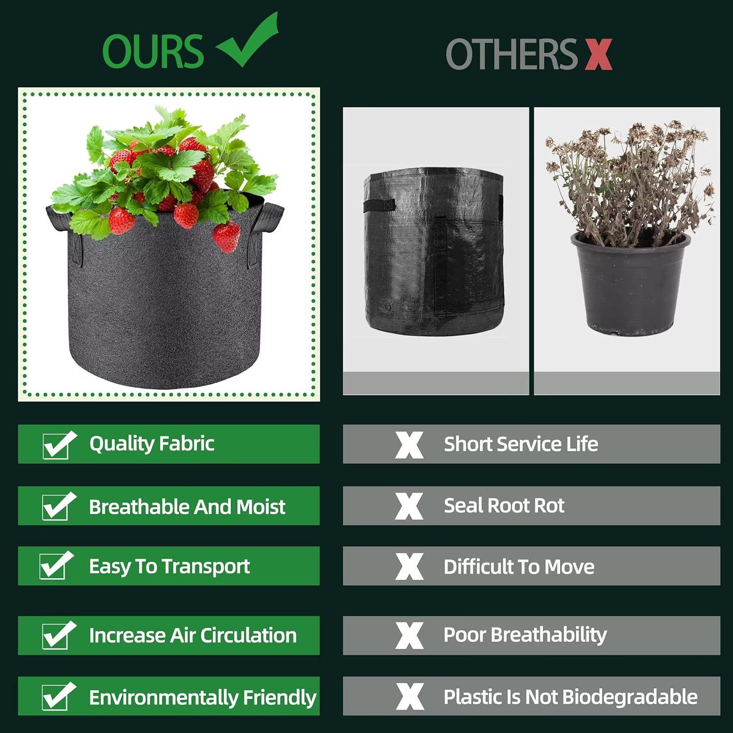 5 Bolsas de Crecimiento de Plantas 19L Lucdnc - Tela Transpirable