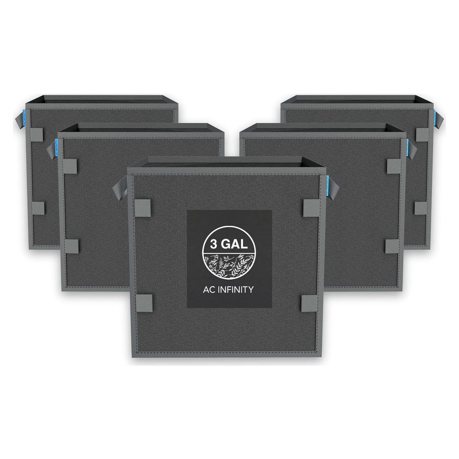 Macetas de Tela Reutilizables AC Infinity 3 Galones Paquete de 5