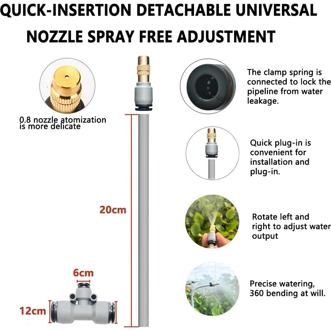 Kit de Riego por Goteo Automático NESNIU 30M con Boquillas Ajustables