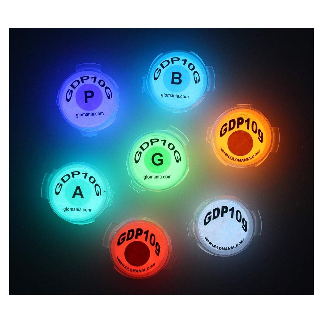 Polvo Pigmento Fosforescente Glomania 10g 7 Colores Invisible