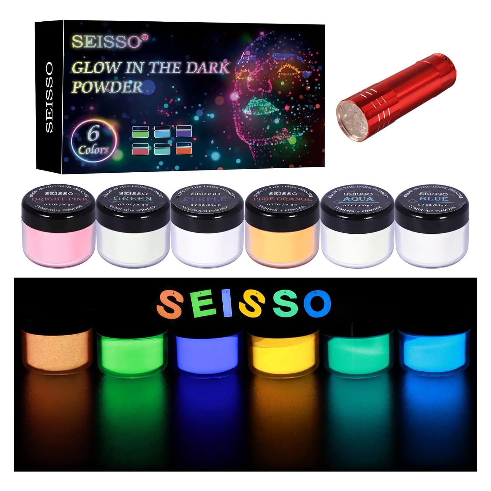 Polvo Pigmento Luminiscente SEISSO 120g 6 Colores para Manualidades