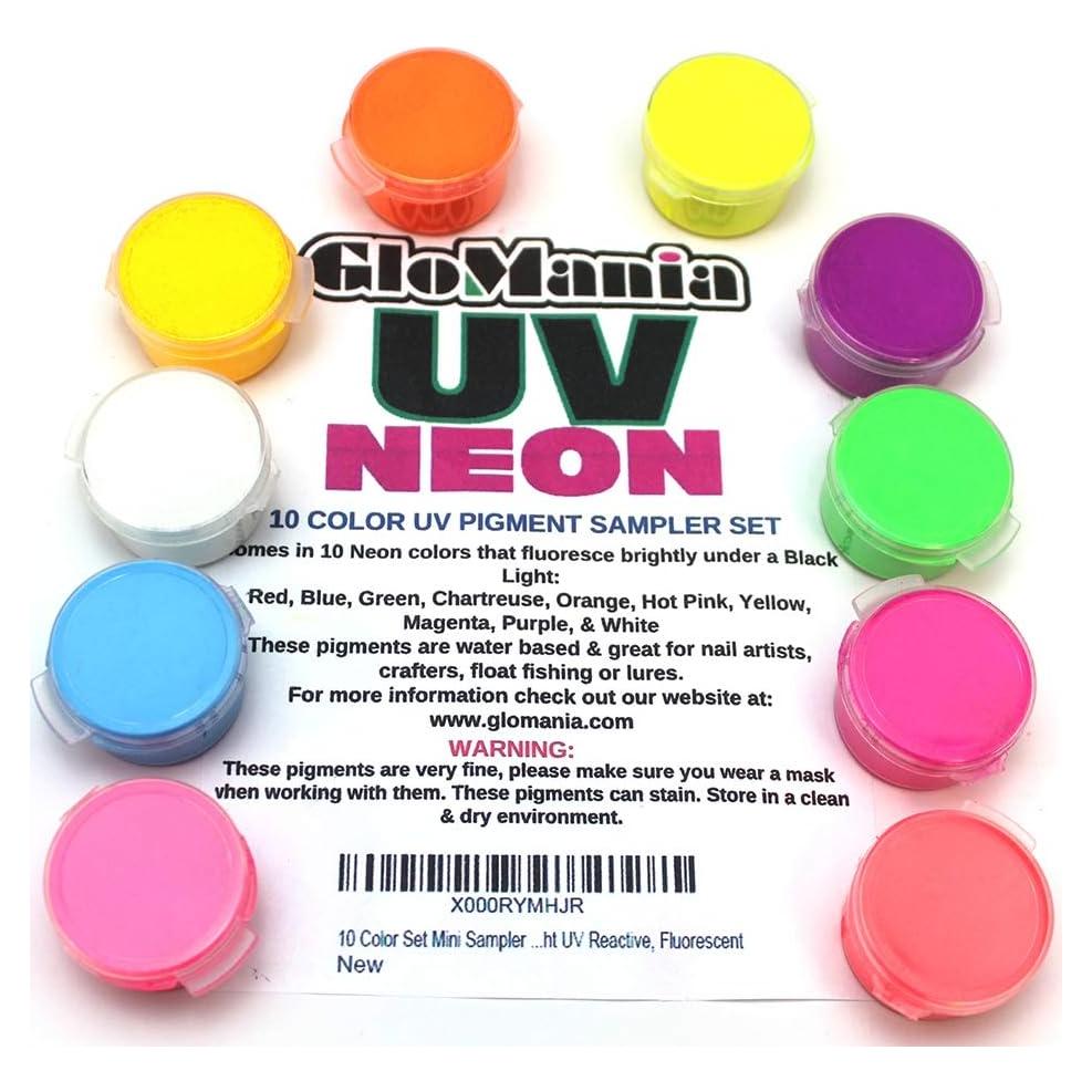 Set de 10 Colores de Pigmento Neón Glomania 30ml UV