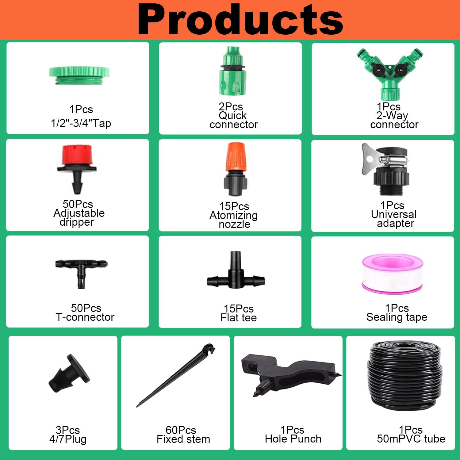 Kit de Riego por Goteo Biuonga 50M para Jardín y Invernadero