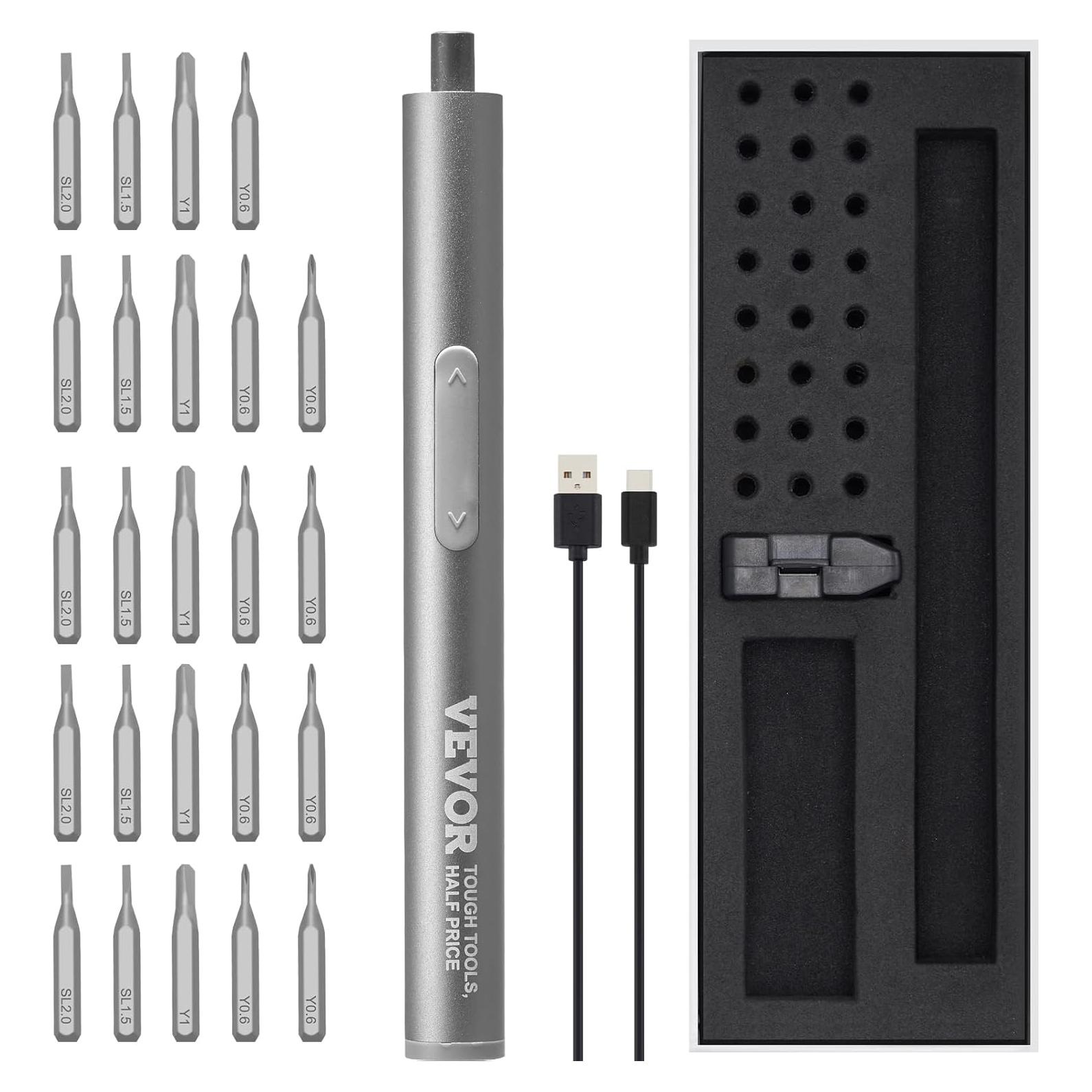 Destornillador Eléctrico VEVOR 4V Inalámbrico 27 en 1 con Luz LED