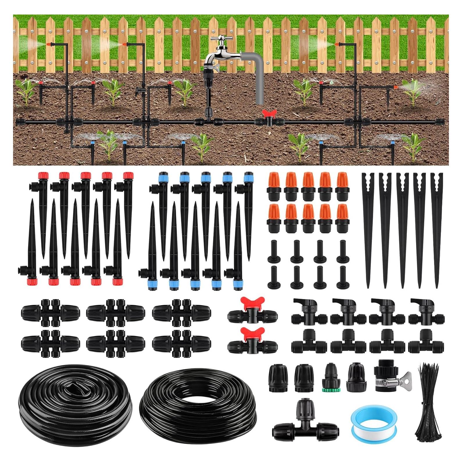 Kalolary Kit de Riego por Goteo 246FT (75m) 1/2" y 1/4"