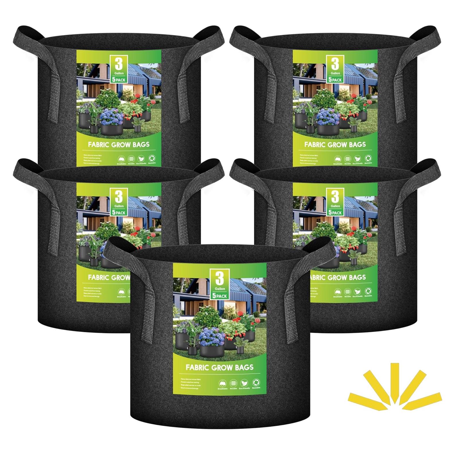 Macetas de Tela No Tejida iPower 11.4L 5 Paquete para Jardinería